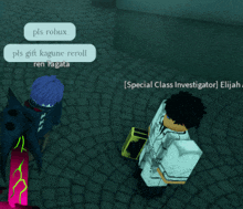 a screenshot of a video game shows a special class investigator named elijah