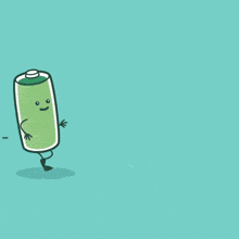 a cartoon drawing of a dead battery with a red face