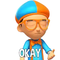 a cartoon character with a watch on his wrist says " okay "