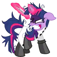 a cartoon pony with a pink and purple mane and tail