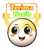 a smiley face holds up a sign that says terima kasih