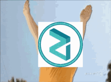 a picture of a person with their arms outstretched and a circle with a letter n in it