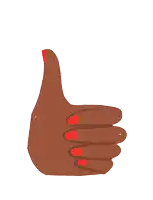 a hand with red nails gives a thumbs up