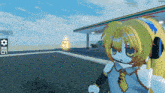 a screenshot of a video game shows a girl wearing headphones
