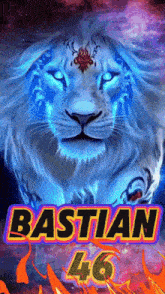 a picture of a lion with the name bastian on it