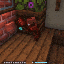 a screenshot of a minecraft game shows a purple flower in a pot