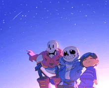 a drawing of papyrus and sans looking up at the stars