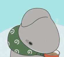 a cartoon drawing of a shark holding a cup that says captain morgan