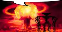 a drawing of a nuclear explosion with a speech bubble
