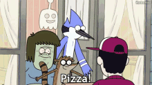 regular show pizza excited pizza day pizza delivery