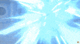 a cartoon character is standing in a room with a blue light coming from his head