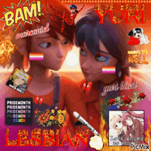 a collage of cartoon characters with the words " bam " on top