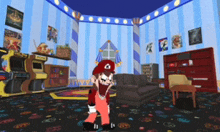 a cartoon drawing of mario in a room
