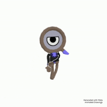 an animated drawing of a person with a magnifying glass on their face