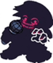 a silhouette of a person holding a microphone with a red face .