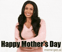 a woman in a pink sweater is smiling and holding her arms crossed for mother 's day .