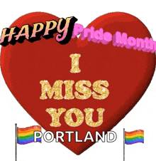 a red heart with the words i miss you portland on it