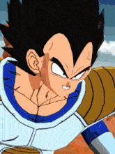 a close up of a dragon ball z character 's face