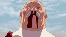 a cartoon of a man with a mustache and blood coming out of his nose