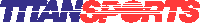 a logo for titan sports with a red white and blue flag