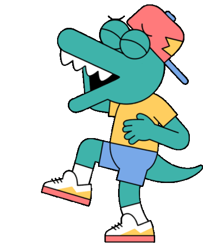 Green Dinosaur Belly Laughs Sticker - Skater Dinos Big Eyes Green Stickers