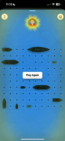a screenshot of a game that says play again at the bottom