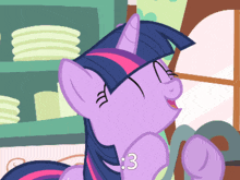 twilight sparkle from my little pony has the number 3 on her chest