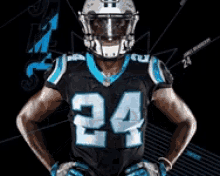 a football player wearing a helmet and a jersey with the number 24 on it