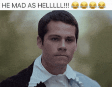 a picture of a man with the words he mad as hell on the bottom