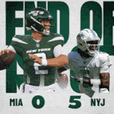 a jets player and a dolphins player are shown on a sports poster