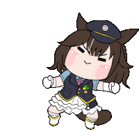 a cartoon drawing of a girl in a police uniform with a cat tail