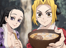 Yōichirō Smiles With A Spoon On Her Hands Ichiro Hold Up Food GIF