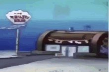 a cartoon scene of a restaurant called the krabby krab .