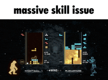 a screen shot of a video game with the words " massive skill issue " above it
