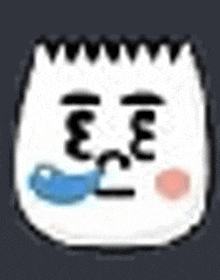 a pixel art drawing of a man 's face with a tear coming out of his nose .