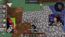 a man is playing a game of minecraft with a screen that says cobblestone minecraft