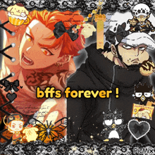 a collage of anime characters with the words " bffs forever " on the bottom