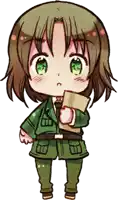 a girl with green eyes is holding a piece of paper in her hand