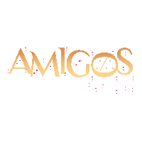 a white background with the word amigos written in gold