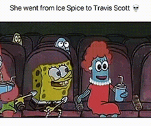 Travis Scott Ice Spice GIF - Travis Scott Ice Spice Spongebob GIFs