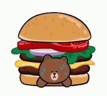 Brown And Cony Burger Bear GIF