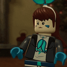 a close up of a lego girl wearing a bunny ear headband