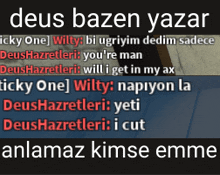 a screenshot of a text conversation between willy and deus