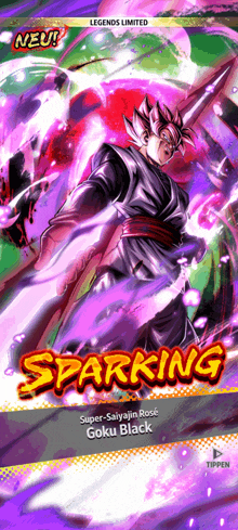 a screenshot of a video game shows goku black sparking