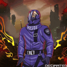 a cartoon drawing of a police officer with the word police on his uniform