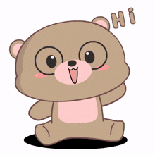 baby bear brown blushed hi greeting