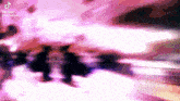 a blurred image of a person standing in front of a purple background .