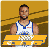golden state warriors player stephen curry has 42 points and 7 reb