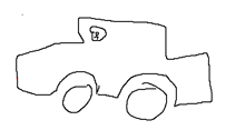 a black and white drawing of a car with the letters tr on the top