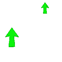 a cartoon penguin is laying under a green arrow pointing upwards